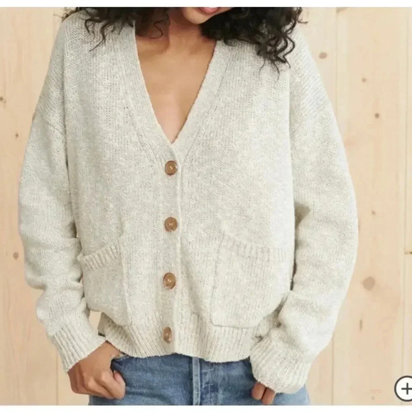 Jenni Kayne Sweaters - Jenni Kayne Cropped Cocoon Cardigan Cotton Linen Womens XXS Quiet Luxury Neutral